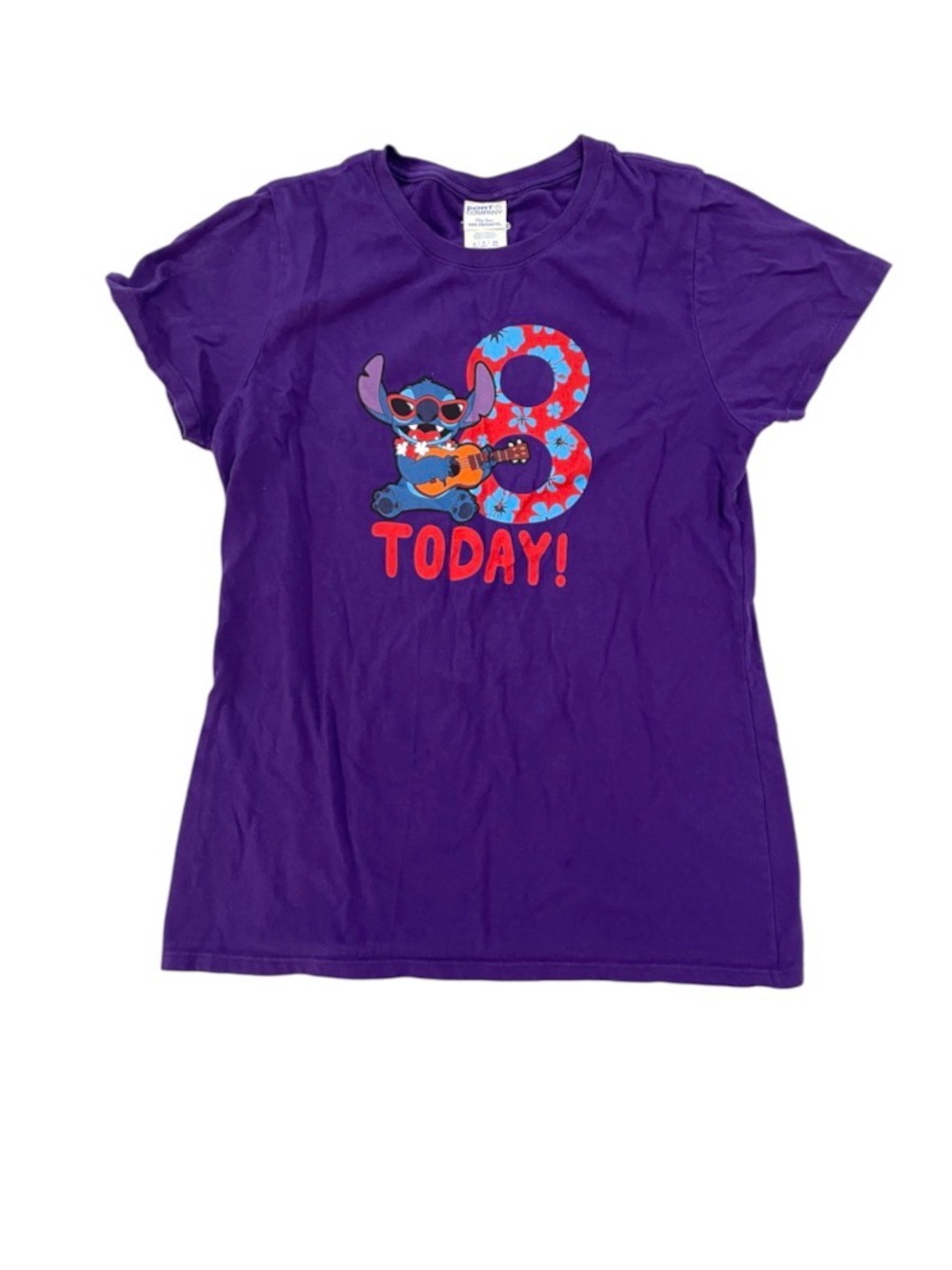 Purple '8 Today!' Kids Tee with Stitch Graphic 8th Birthday Shirt